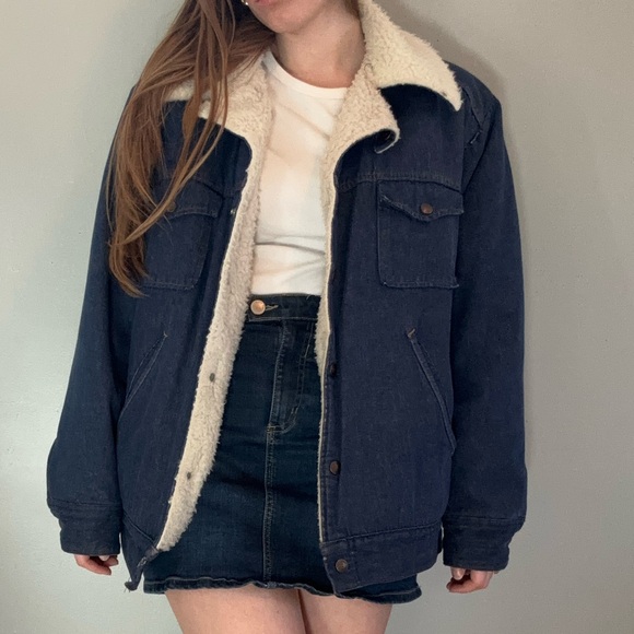 Vintage 1980s Dickies Men’s Sherpa Lined Denim Jacket Trucker. - Picture 4 of 14